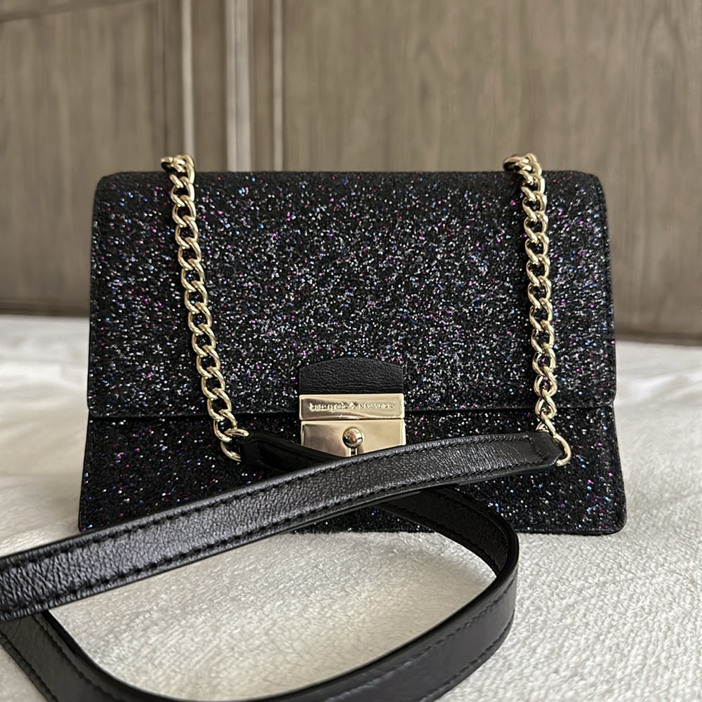 Kate Spade NWOT Sunset Lane Black Sparkle Crossbody